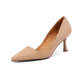 kamames Shows Long Legs! New Sexy Thin-Heeled Single Shoes French Pointed Nude High-Heeled Shoes