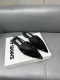 kamames kamames Women's Shoes Spring / Summer 2023 New Fashion Versatile Pointed Flat Small Fragrant Wind Sequins Sandals