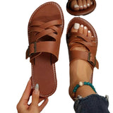 kamames Summer New Women's Sandals Slippers Flat-Soled Roman Lace-Up Sandals Non-Slip Rubber Soles Fashion Women's Shoes