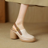 kamames kamames Cake Platform Hollow Sandals Women 2024 Summer Thick With Round Head A Word Buckle Back Empty Roman Women's Shoes
