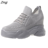 kamames Autumn High Platform High Heels Women Thick Sole Shoes Heels Wedge Sneakers Breathable Mesh Casual Shoes Woman