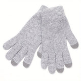 Thickened Warm Unisex Wool Knit Gloves - Touch Screen Compatible, Split Finger Design, Coldproof, Simple Solid Color for Autumn Winter - Soft, Breathable, and Durable