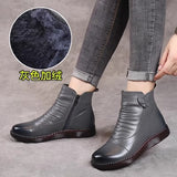 kamames kamames Shoes Cotton Shoes Leather Women's Shoes Winter Ankle Boots Middle-Aged Warm And Velvet Anti-Slip Comfortable Elderly Leather Shoes