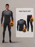 Men's Fleece Underwear Set - Warm, Tight-Fitting, Long Sleeve Top & Pants for Autumn and Winter Sports Fitness, Running, Outdoor, and Basketball Base Layer