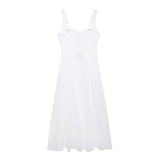 kamames New Solid Color Shoulder Straps Long Sling Dress 3314354