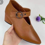 kamames kamames New Small Leather Korean Version Fashion Grandma Toe Layer Leather Fashion Single Shoes Autumn Women's Single Shoes Tip