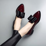 kamames kamames Leather Shoes Women In 2023 Autumn New Bow Korean Version Fashion Pointed Large Size Bright Leather Low Heel Flat Single Shoes Women