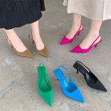 kamames 2024 New Pointed And Stiletto Single Shoes, Empty Baotou Sandals, High-Heeled Shoes, Green Women's Shoes.