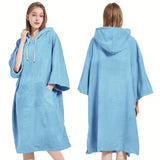 1pc Soft & Absorbent Microfiber Beach Wrap Towel - Long Sleeve Wearable Hooded Robe with Pocket, Quick-Dry Changing Robe for Swimming, Water Park, Beach, Sauna, Spa, and Outdoor Activities - Perfect for Women