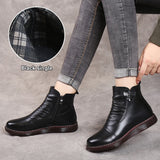 Women's Winter Boots Leather Shoes Women's Fashion Snow Boots Women Flat Shoes Non-slip Warm Thick-Soled Sneakers Women 2022