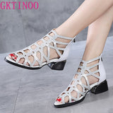 GKTINOO Woman Sandals Shoes Sandalias Mujer 2021 Summer Genuine Leather High Heels Slip on Bling Fashion Gladiator Shoes Women