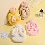 Cute Plush Bunny Ear Hand Warmer - Portable Hot Water Bottle, No Batteries Required, PVC Material