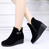 GKTINOO 2021 Genuine Leather Warm Winter Boots Shoes Women Ankle Boots Female Wedges Boots Women Boot Platform Shoes