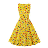 kamames Summer Pin Up Print Casual Party Dress 2022 Women Sleeveless Retro Robe 60s 50s Vintage Rockabilly Swing Dress Vestidos
