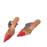 kamames Heels Transparent Love Noodles Spring And Summer New Matching Color Thin-Heeled Women's Shoes Korean Version Of Shallow Mouth Baotou Semi-Pointed Women's Shoes