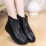 kamames Mother Shoes 2024 Winter Flat Anti-Skid Cashmere Snow Boots Front Zipper Martin Boot Girl