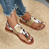 kamames kamames Size Women's Shoes In Summer, One-Word Buckle, Round Head, Flat Bottom, Leopard Print Sandals From Stock.