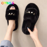 kamames winter new net red hairy slippers for women's outer wear flat-bottomed slippers, wild thick-soled Korean hairy shoes1