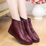 kamames Mother Shoes 2024 Winter Flat Anti-Skid Cashmere Snow Boots Front Zipper Martin Boot Girl
