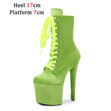 kamames Autumn And Winter Fashion Pole Dance Show Shoes 20CM Hate Sky High Flock Mid-Calf Boots Women Sexy Platform Zipper High Heels