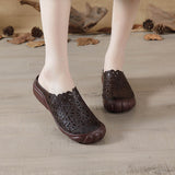 kamames kamames Summer New Cowhide Flat-Soled Women's Shoes Leisure Leather Hollowed-Out Breathable Slippers Hole Shoes