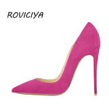 kamames Pink Extreme High Heels 12 cm Women Pumps Pointed Toe Shallow Wedding Party Woman Shoes RM005 ROVICIYA