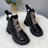 kamames Winter New Thicksoled Boots British Trendy Shoes Tooling Boots Are Thin Locomotive Leather Boots Casual women Boots