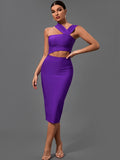 Zingj Dresses for Women 2022 Purple Bodycon Dress Evening Party Elegant Sexy Cut Out Midi Birthday Club Outfit Summer New