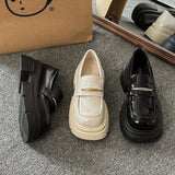 kamames Love Shoes Women's 2024 New Spring British Style Small Black Leather Shoes With A Single Shoe