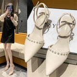 kamames thin Baotou sandals 2022 summer new pearl white pointed toe stiletto women's shoes high heel sandals designer sandals