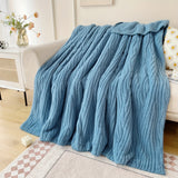 1pc Fleece Jacquard Solid Color Blanket, Soft Warm Throw Blanket Nap Blanket For Couch Sofa Office Bed Camping Travel, Multi-purpose Gift Blanket For All Season