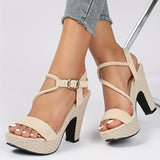 Trendy Womens Block Heeled Sandals with Stylish Buckle Strap - Perfect for Summer - Breathable and Comfortable for All-Day Wear