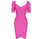 kamames Pink Bandage Dress 2022 Women Bandage Dress Bodycon Elegant Sexy Short Sleeve Evening Party Dress Evening Club Outfits