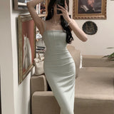 kamames New Elegant Spaghetti Strap Midi Dress Women Sexy Prom Evening Bodycon Party Birthday Club Fashion Clothing