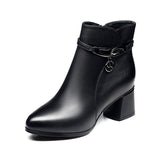kamames kamames Heel Short Boots Women's Boots Winter 2023 New Medium-Heel Pointed Martin Boots Women's Thick Heel And Down Cotton Shoes Single Boots