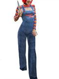 Women's Two Piece Pants hirigin Halloween Costumes for Women Scary Nightmare Killer Doll Wanna Play Movie Character Bodysuit Chucky Doll Costume Set 230316