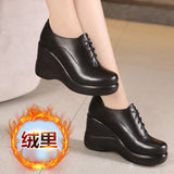 kamames New Mother Shoes And Women's Soft Soles Are Comfortable For Middle-Aged And Elderly People, Thick-Soled Muffin Shoes, Autumn And Winter Large Slope Heels