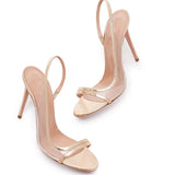 kamames Shoes Are Supplied With New Round Head And Back Tripping Shoes With Exposed Heels And Large Sizes Of Ladies' Thin High-Heeled Sandals