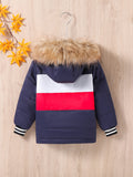 Boys' Stylish Colorblock Hooded Jacket - Snow Suits for Winter Outdoor Activities - Warm, Water-Resistant, and Breathable Coat for Boys as a Gift