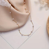 Golden Chain Faux Pearl Decor Necklace Simple Elegant Style Zinc Alloy Jewelry Delicate Female Necklace