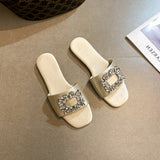 kamames Square Buckle Sandals Slippers Women Wear 2024 Summer New Women's Shoes Network Celebrities Popular Style Fairy Style Semi-Slippers