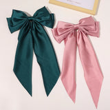 1PC New Fashion Bowknot Streamer Hairpin Woman Girls Satin Ribbon Barrette Bow Back Head Spring Clip Headwear Hair Accessories