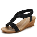 kamames Summer Women Sandals Wedges Casual T-Strap Gladiator Sandals Fashion Bling Gold Silver Knitted Beach Flat Shoes Women