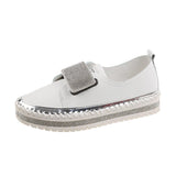 kamames Size Velcro Love Shoes Spring And Autumn New Flat-Soled Casual Shoes Water Drill Muffin Thick Soles Single Shoes