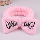 2021 New OMG Letter Coral Fleece Wash Face Bow Hairbands For Women Girls Headbands Headwear Hair Bands Turban Hair Accessories