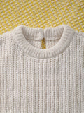 Classic Long Sleeved Knitted Pullover Sweater for Baby Boys - Soft Slight Stretch Polyester Fabric, Crew Neck, Regular Fit - Hand Washable, Perfect for Fall and Winter Seasons