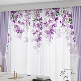 1pc Vibrant Floral Print Semi-Sheer Yarn Curtain - Rod Pocket Top, Washable, Fantasy Garden Style for Living Room, Bedroom, Office, and Kitchen - Easy to Hang and Maintain