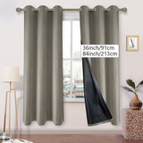 2 Panels Luxurious Blackout Faux Linen Imitation Textured Curtains - Panels with Insulating Polyester Coating, Grommet Top, and Room Darkening Function for Bedroom, Living Room, Home Decoration and Energy Efficiency