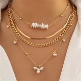 4-Piece Stylish Pearl Beads Chain Necklaces Set - Multi-Purpose, Elegant, and Adaptable Fashion Accessory with Pure White Imitation Pearls - Perfect for Everyday Wear or Special Occasions