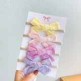 4Pcs/Set Soft Nylon Baby Girl Headband Bowknot Newborn Headbands Elastic Hair Bands Infant Turban Headwear Kids Hair Accessories